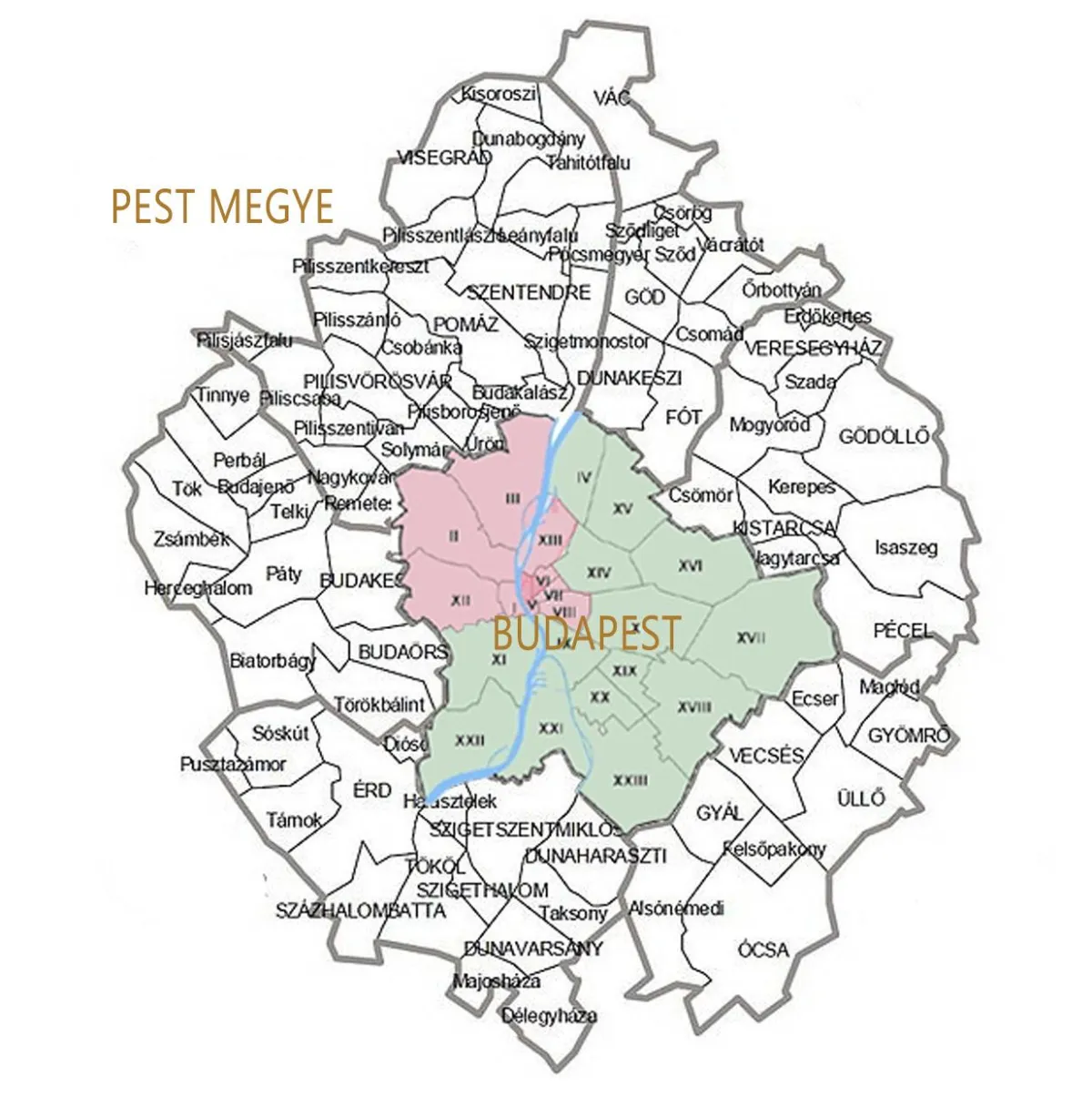 Pest megye teljes térképe