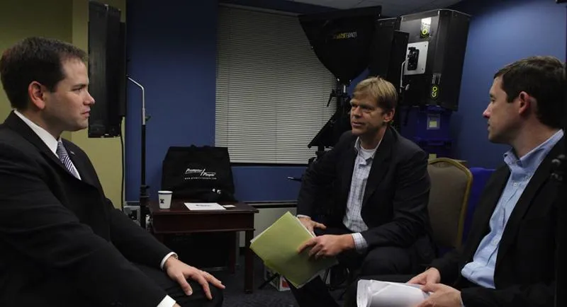 Buzz Jacobs on the set with Marco Rubio