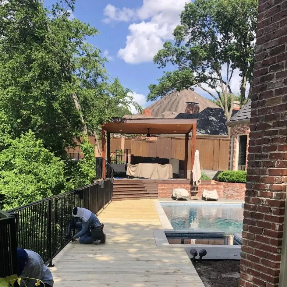 General contractor in Denton TX building patio cover and deck by pool