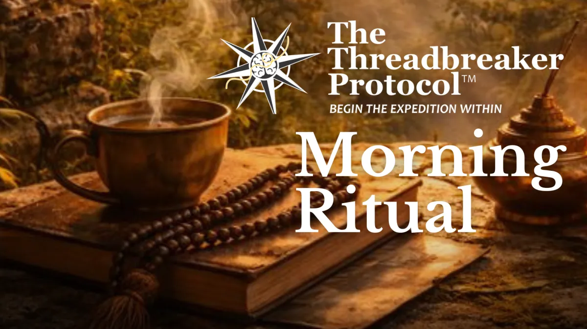 Stone alter at sunrise representing a morning ritual practice  