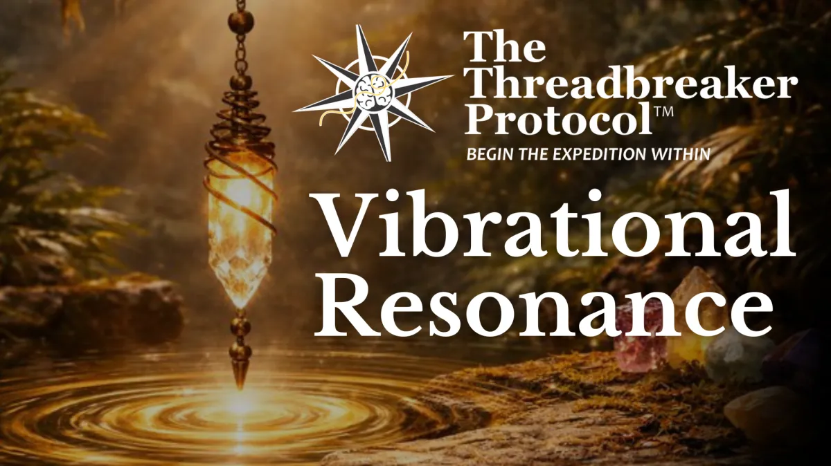 crystal pendulum over mossy stone representing vibrational awareness