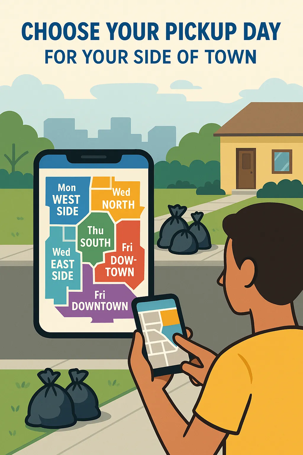 a woman moving boxes in a living room