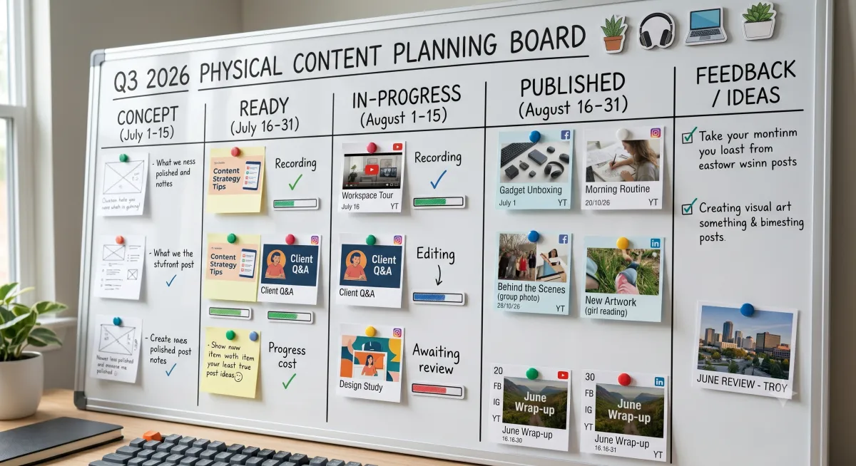 Social media content being scheduled for a local business