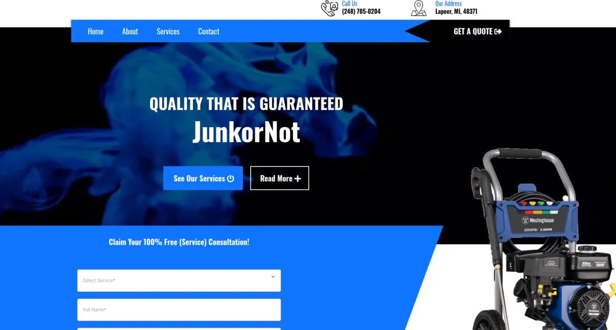 Custom small business website design shown on laptop screen for Michigan business