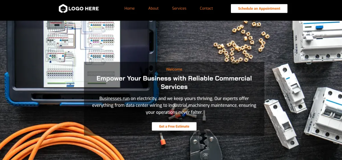 Sample website design for an electrical services company built by Velocity Designs