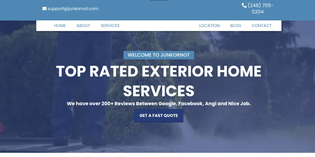Sample web design for an exterior home services business built by Velocity Designs