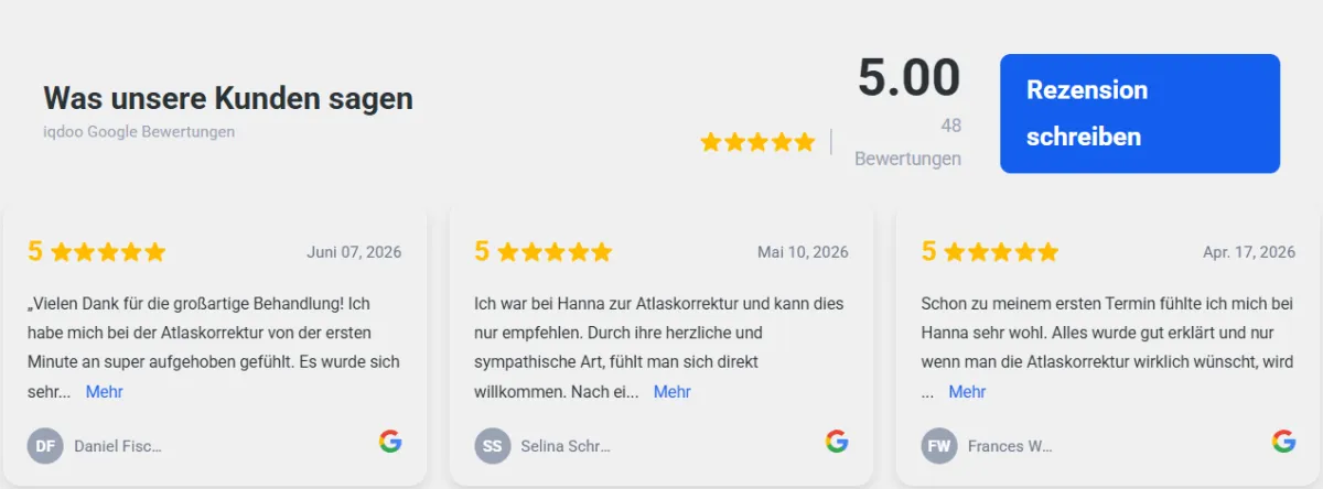Atlaskorrektur Erfahrungen Kundenstimmen Bewertungen iqdoo Atlasorrektur 48x 5 Sterne 