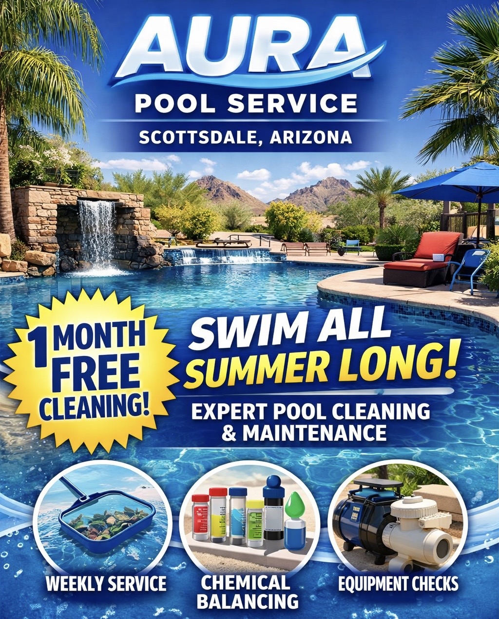 Clear blue water with shimmering sunlight.