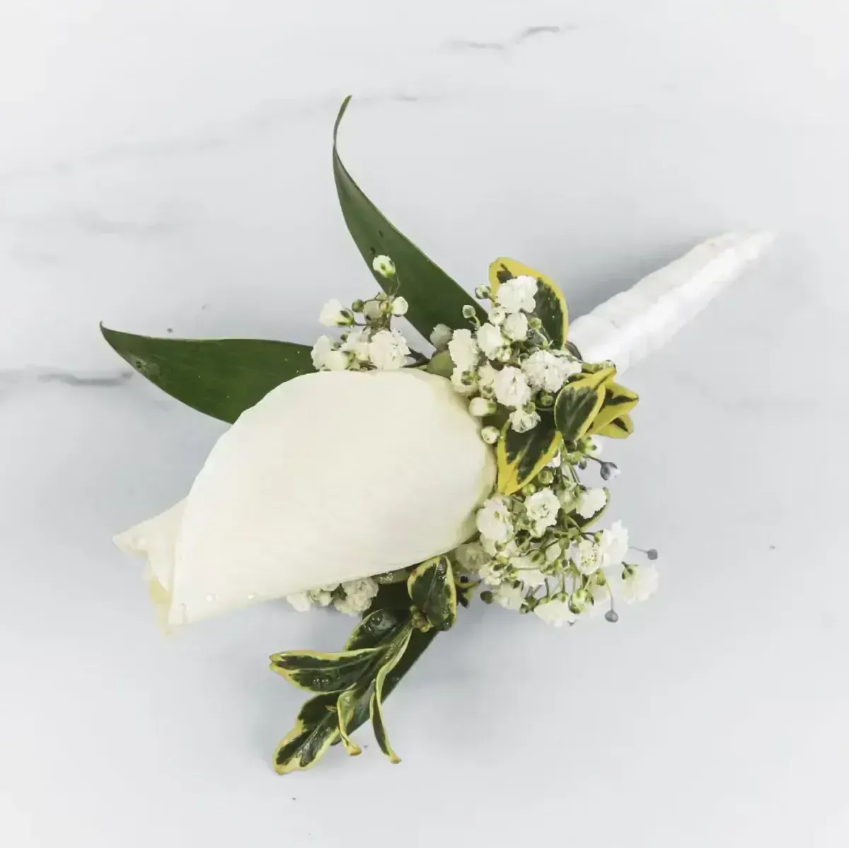White Rose Boutonnière by Helms Flowers