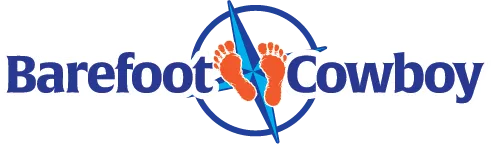 Barefoot Cowboy blue and orange logo