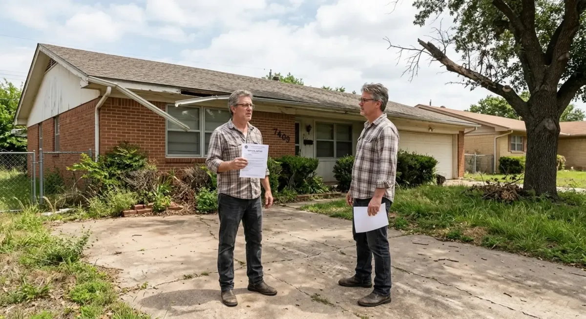 Adult child and senior reviewing cash offer 