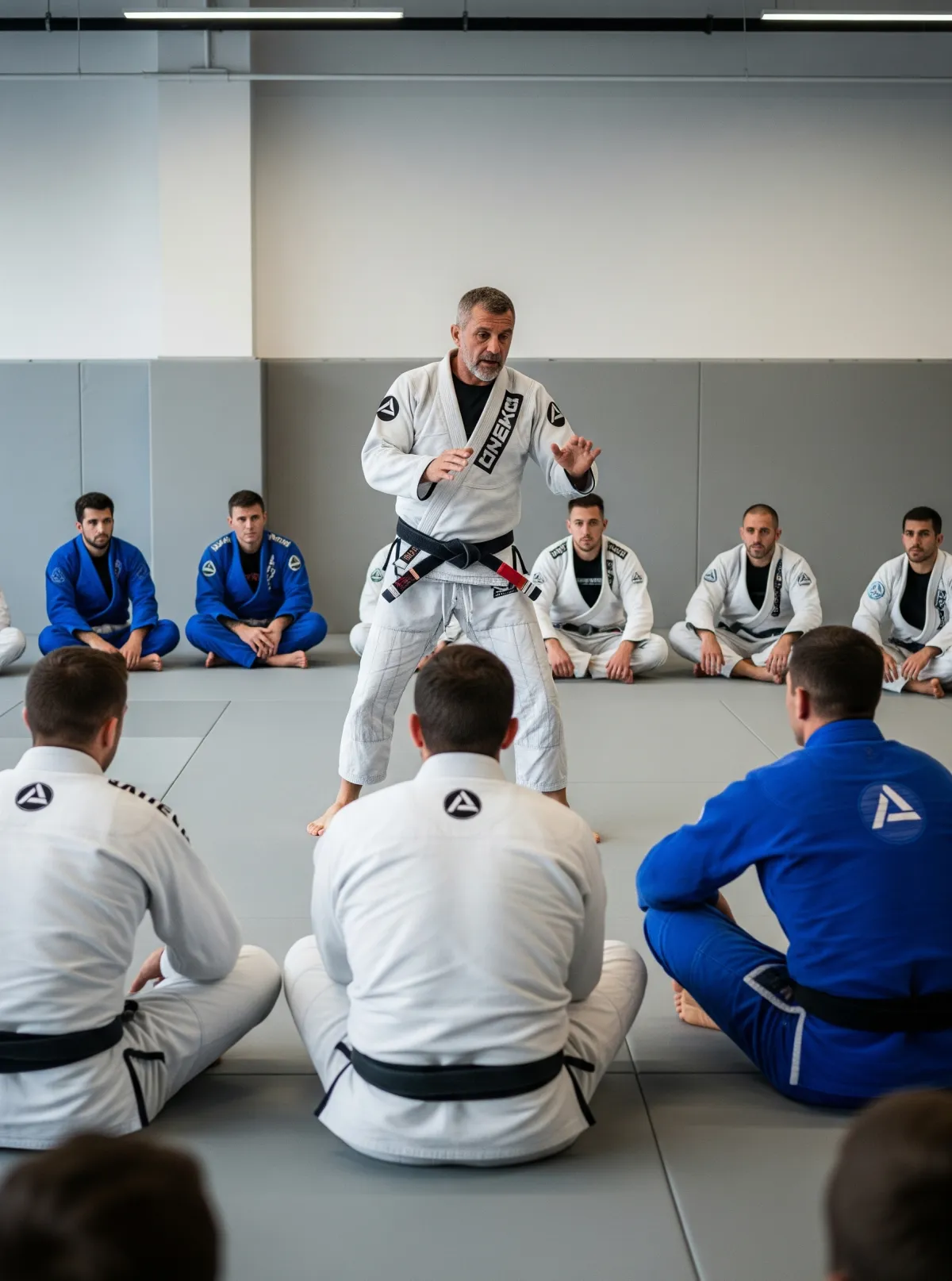bjj black belt teaching a technique