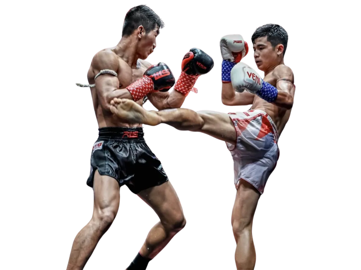 twomen fighting muay thai