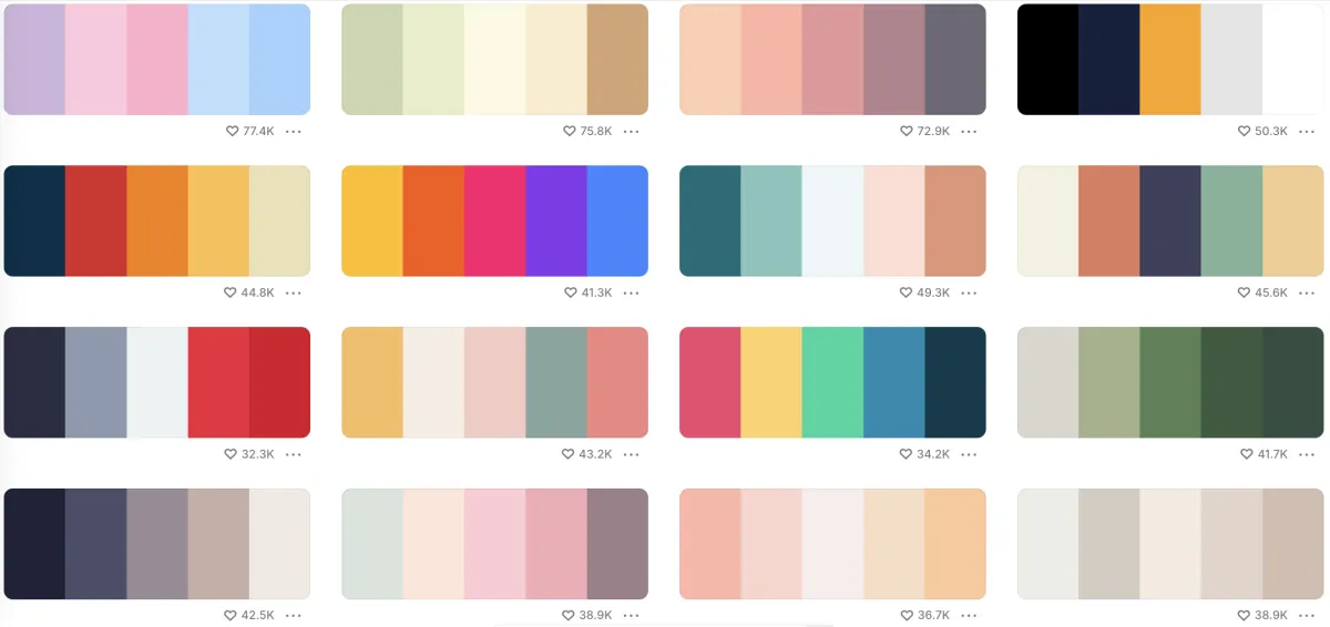 Colour Palette examples from Coolors.co