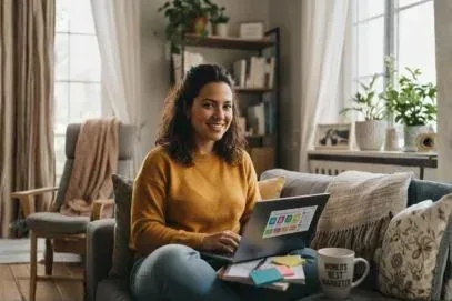 Remote talent working on a computer.