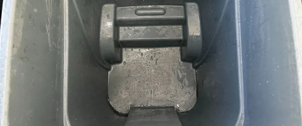 Clean trash can interior after professional washing and deodorizing