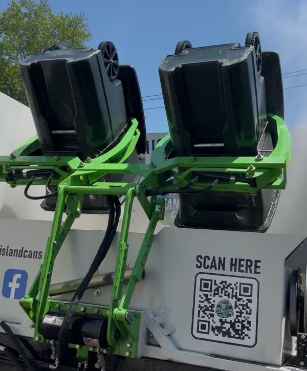 Automated trash can lift system used for residential bin cleaning