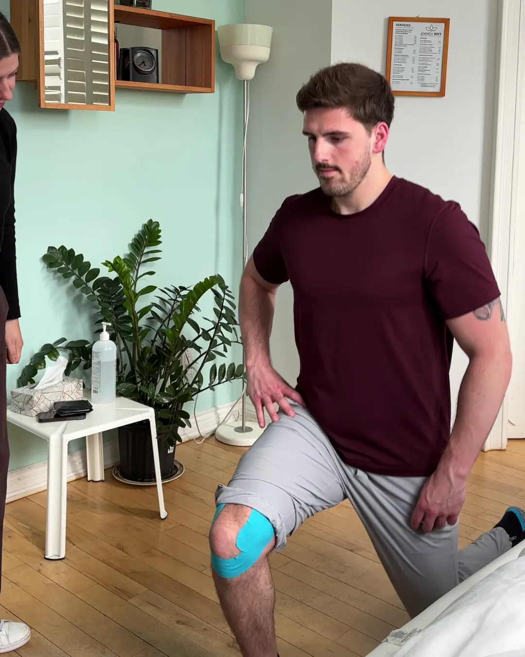 Three women practicing yoga outdoors in autumn