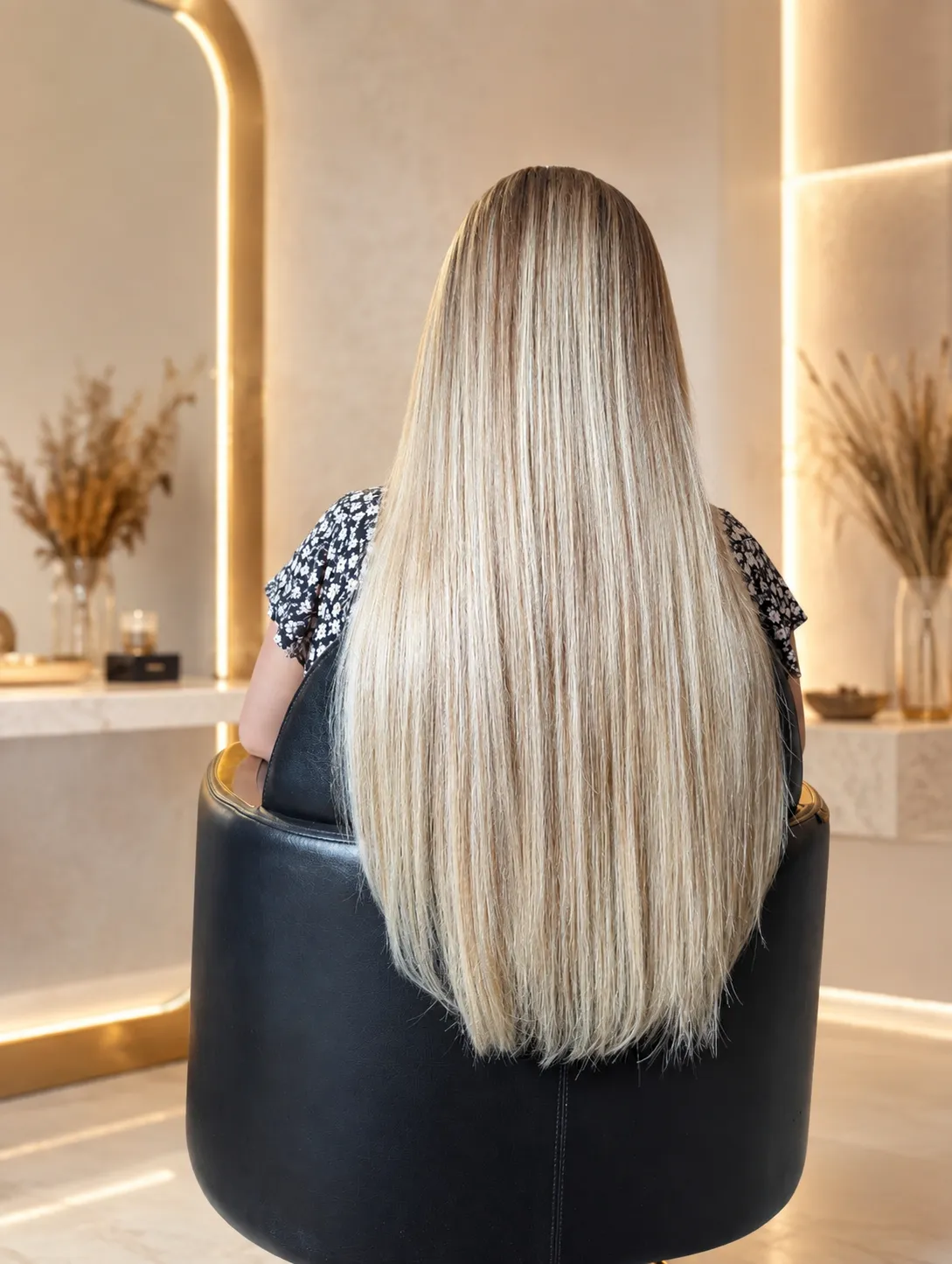Détail délicat de textures de cheveux et ambiance feutrée du showroom de Nancy - Maison TYPANIA