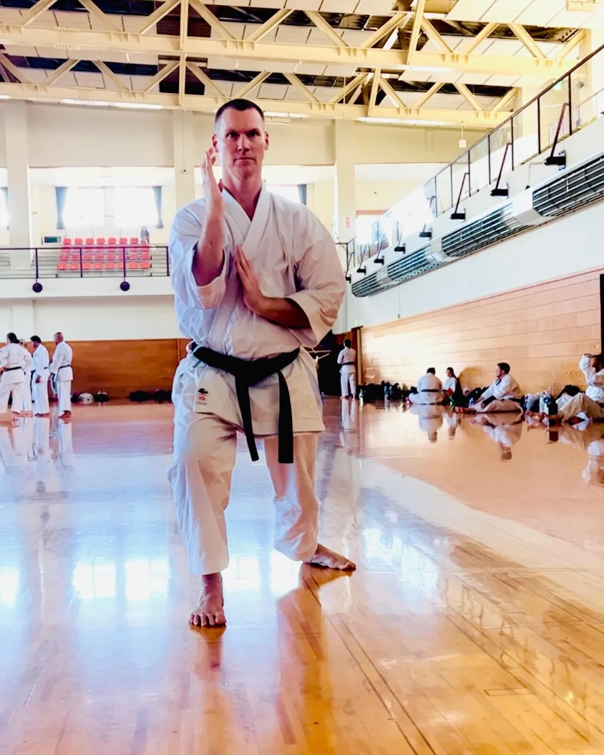 Sensei Sam Seigers doing a karate pose