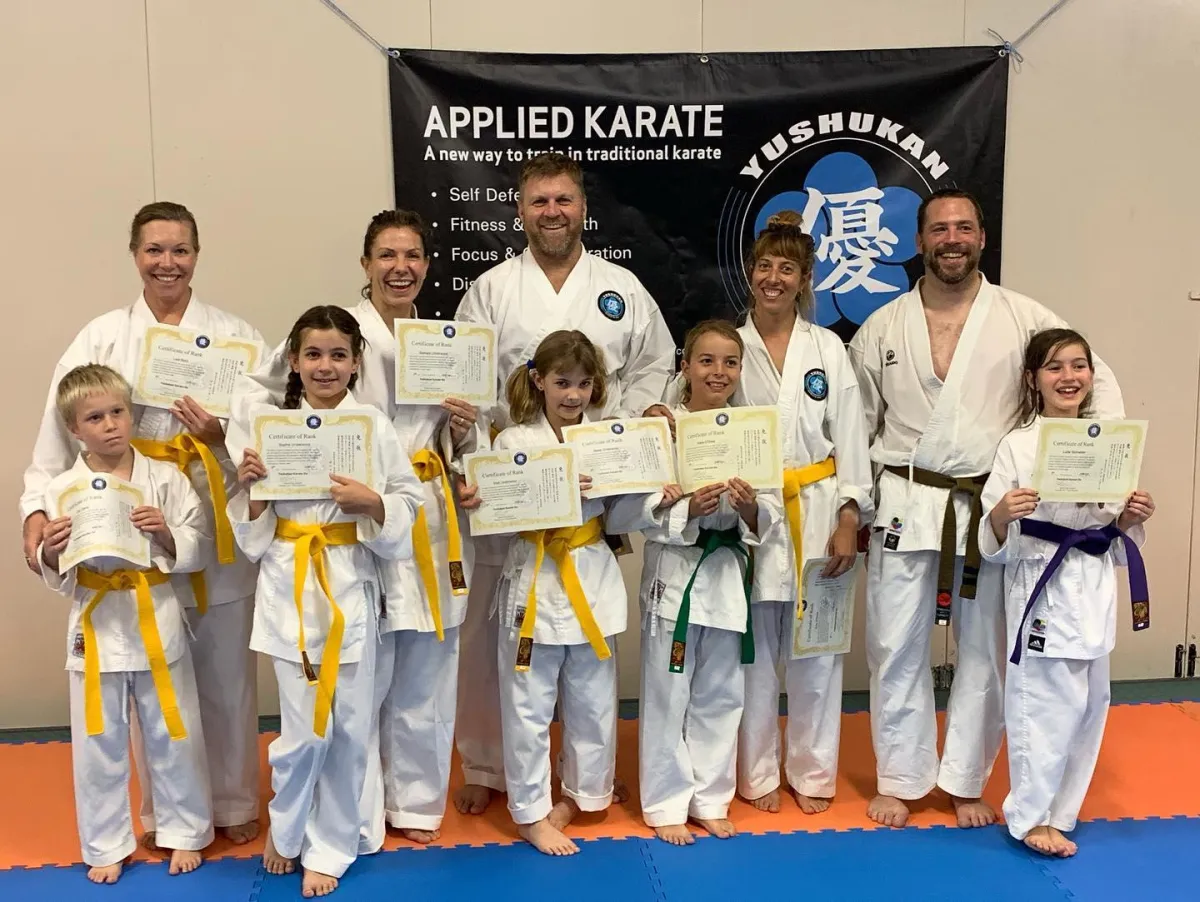 Students received their karate training certificate