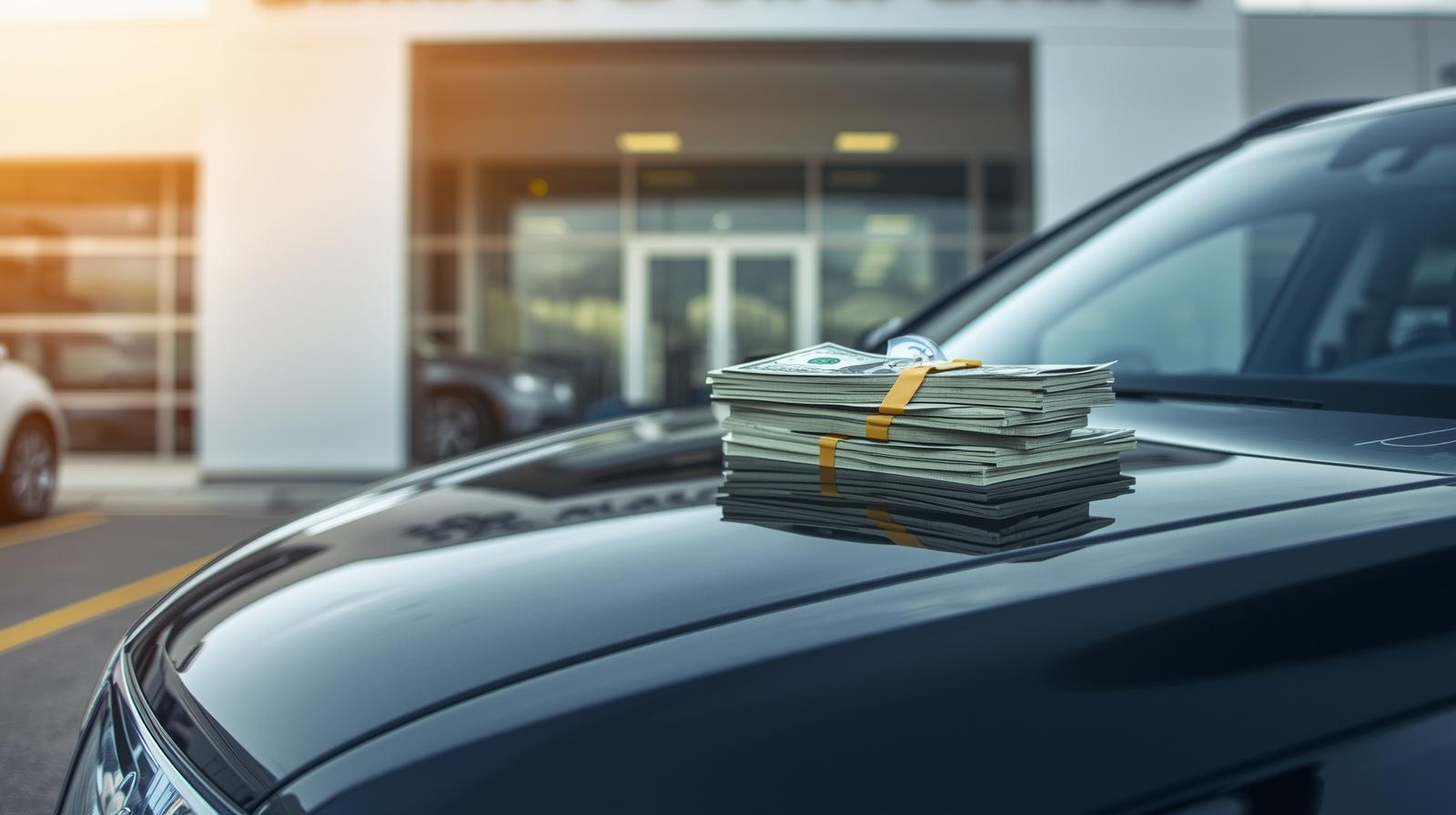 Man standing by a white mercedes-benz suv outside dealership.