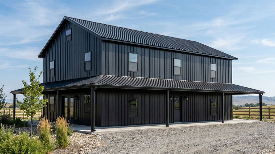 Modern agricultural metal barn by Twin Falls Metal Building