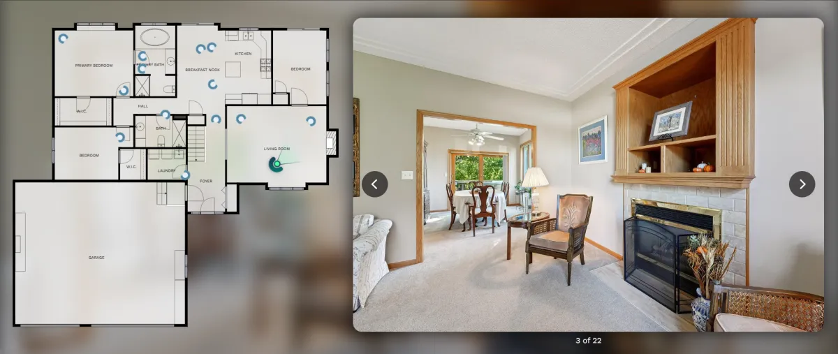 Digital interface showing an integrated floor plan and interactive site tour for an ALF licensing project.