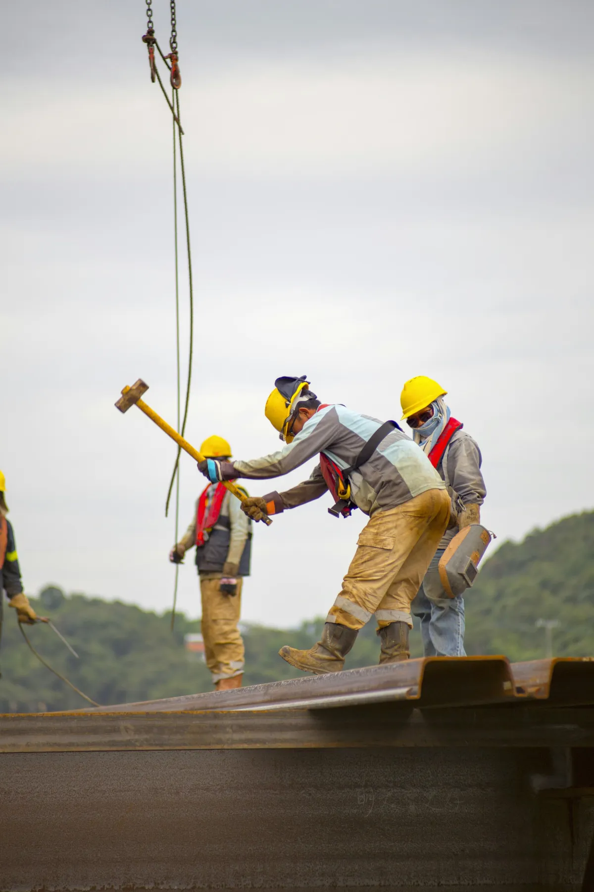 Ironworkers erecting structural steel on a construction project