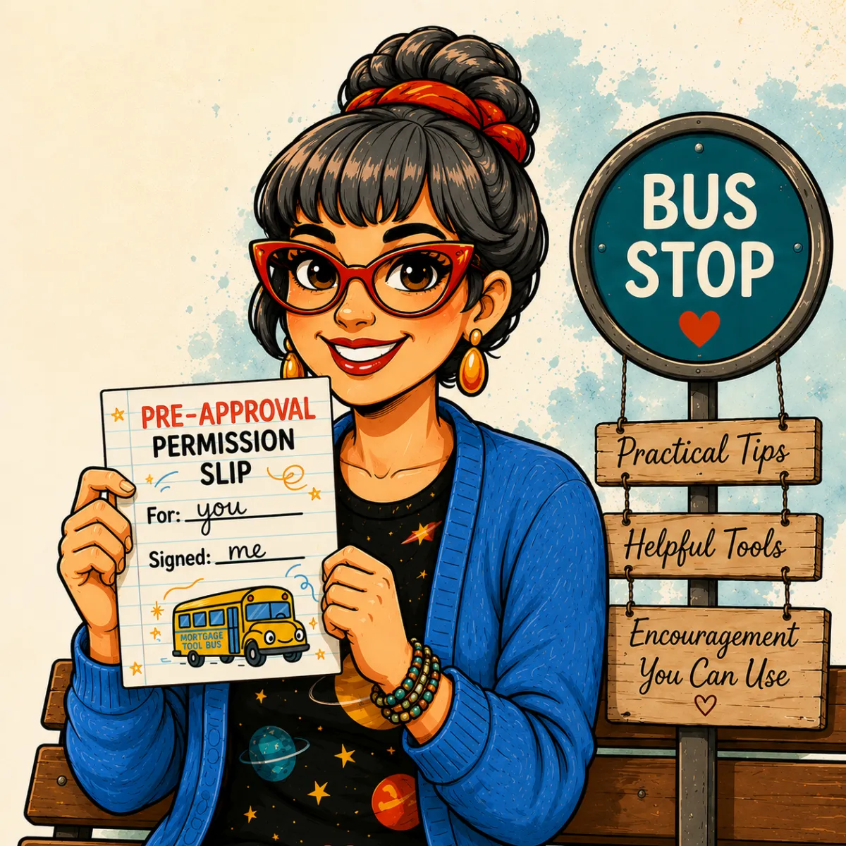 Colorado homebuyer holding mortgage pre-approval letter with bus stop in background