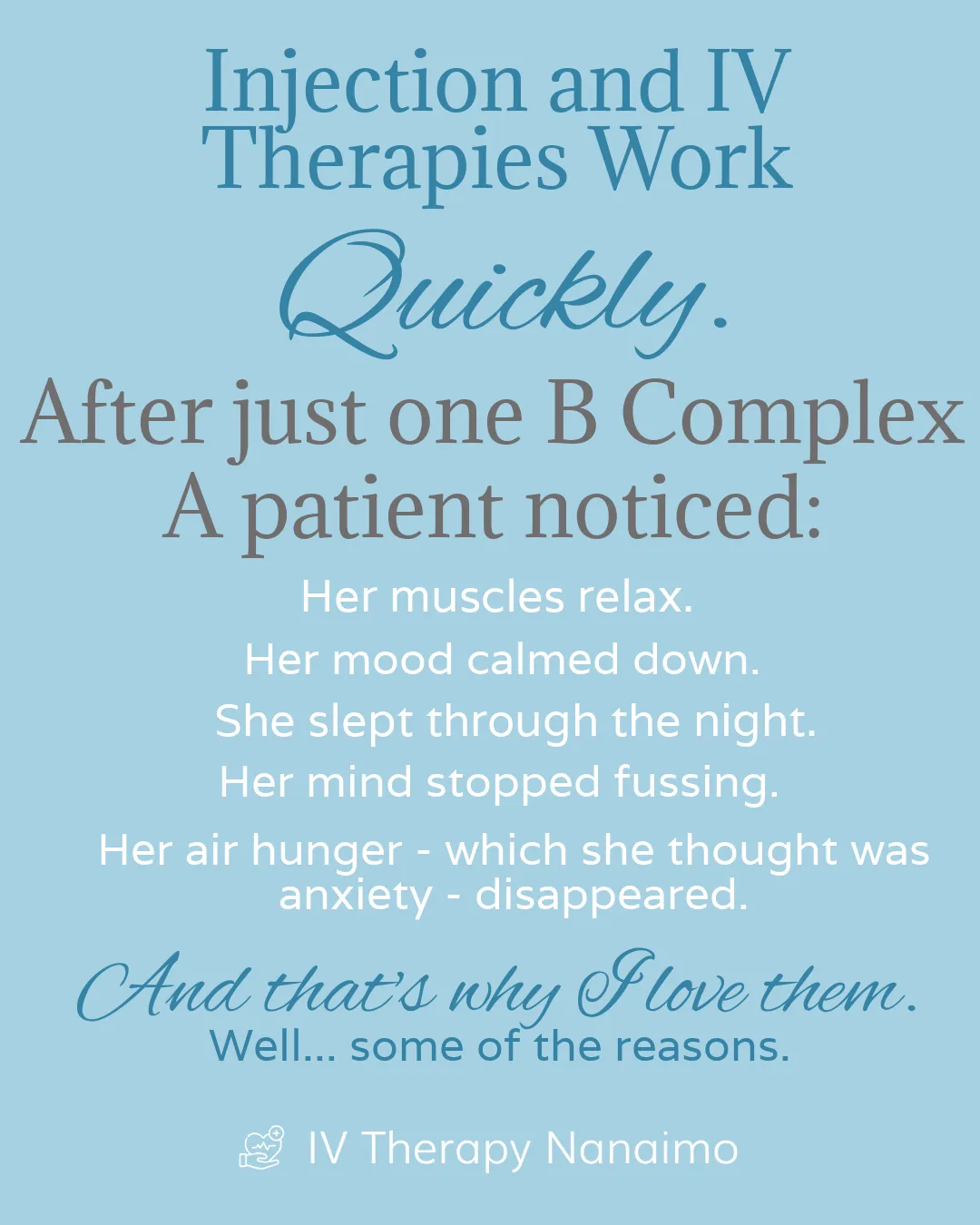 IV NUTRIENT THERAPY NANAIMO BC intravenous therapy, myers cocktail b12 injection  complex injection, energy, mood, immune balance, nanaimo injections, pain, healing