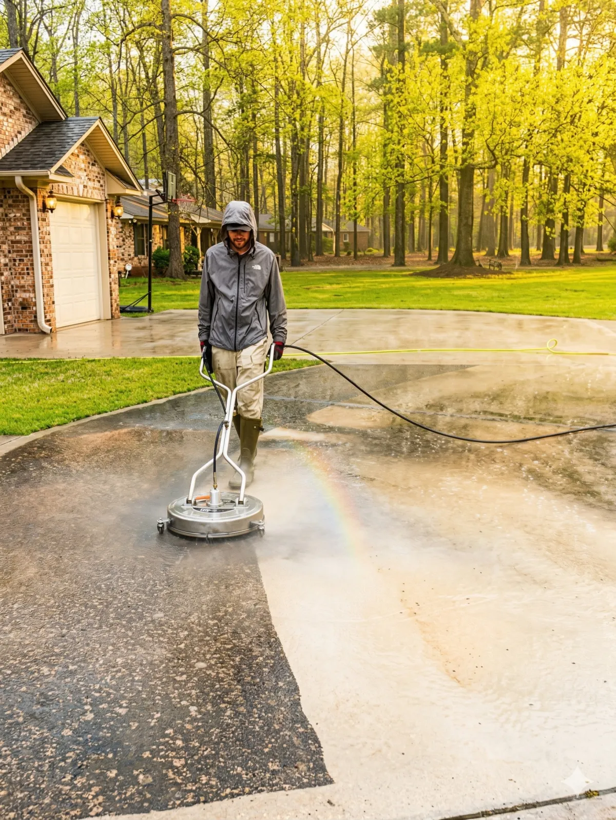 Exterior cleaning in progress
