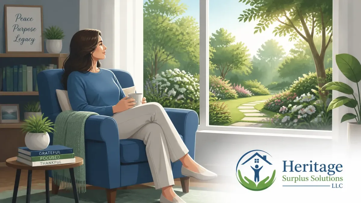 Woman relaxing by a sunny window, symbolizing peace of mind after recovering foreclosure surplus funds with Heritage Surplus Solutions, a nationwide unclaimed funds recovery company helping former homeowners reclaim money owed to them