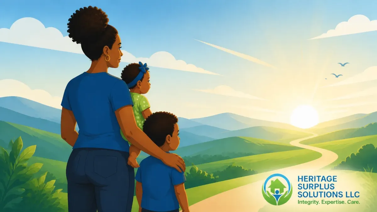 Single mother with her children overlooking a sunrise, symbolizing hope, family, and the IVF journey to becoming a mother by choice.
