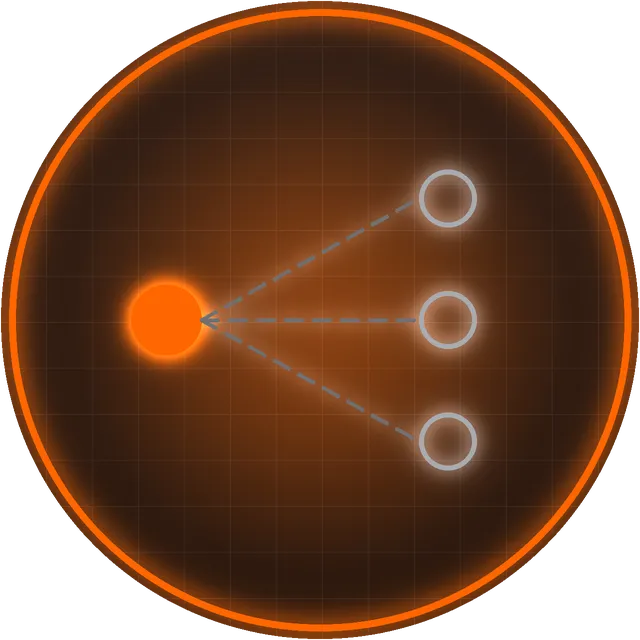 A purple circle with an icon in the middle that shows the symbols of two people speaking to each other