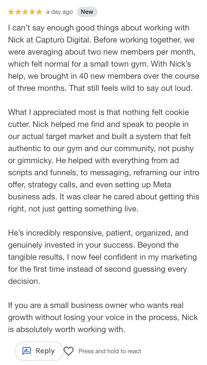 Gym result screenshot