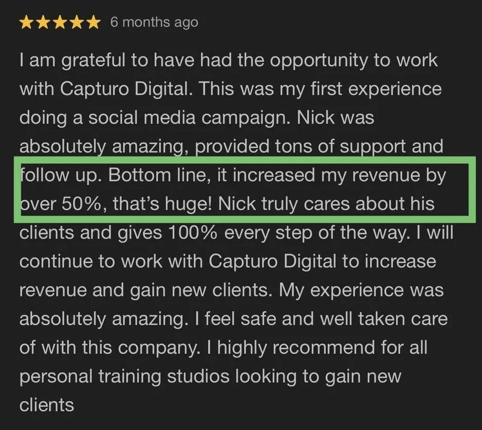 Capturo Digital 5 Star review: Studio owner says: "Bottom line, it increased my revenue by over 50%"