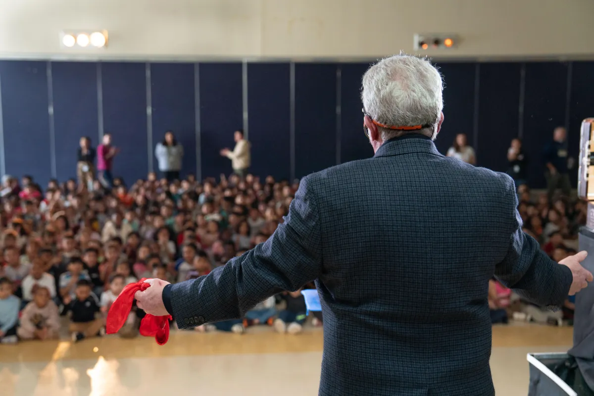 Uncle Bucks Magic Show performing for a school inCharlotte NC