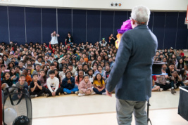 Uncle Bucks Magic Show performing for a school in Charlotte NC