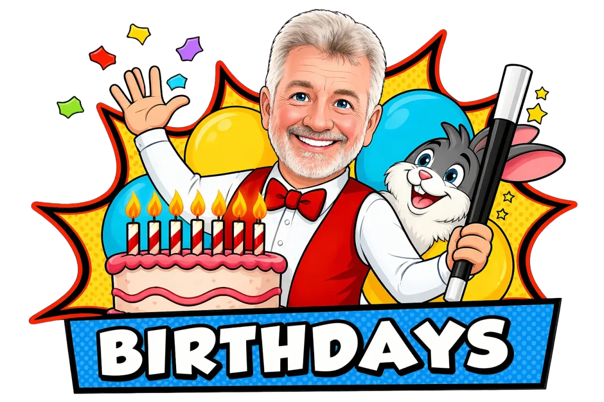 “Uncle Buck performing a fun birthday magic show for kids in Charlotte NC with bunny Oreo”