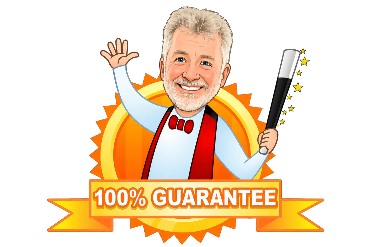 Uncle Bucks Magic show charlotte NC Guarantee logo