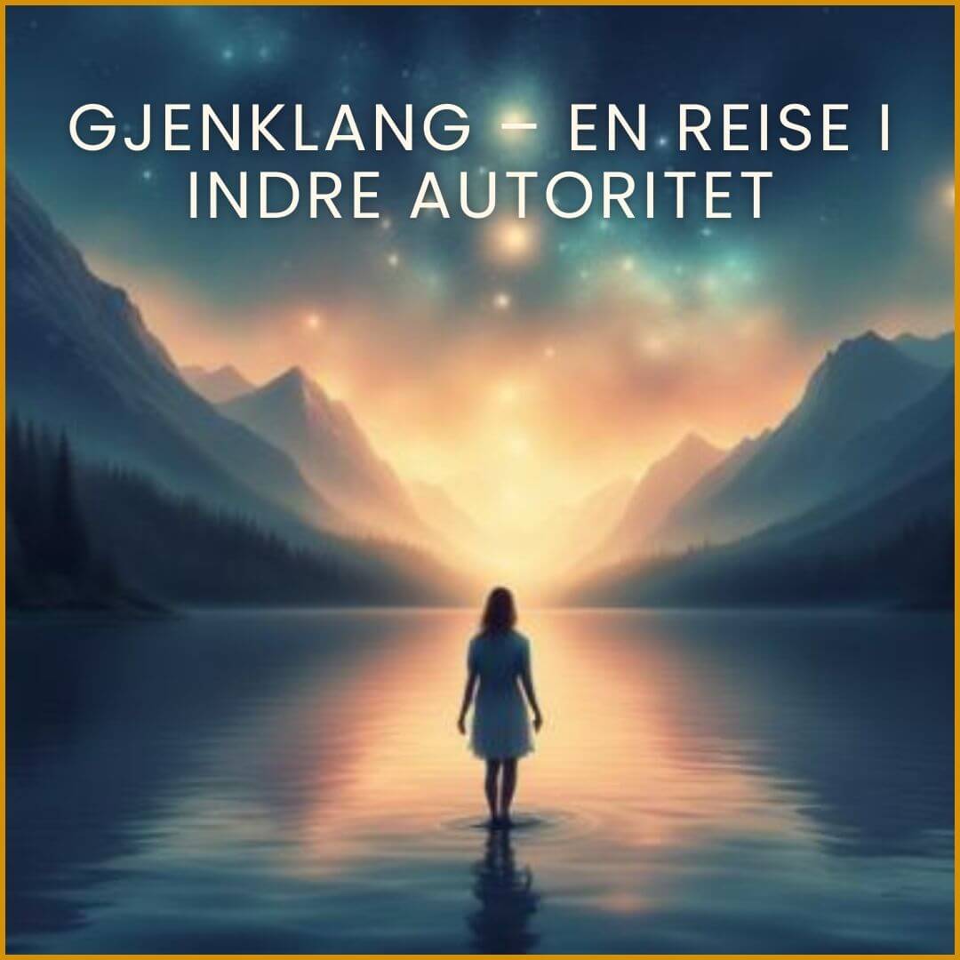 En kvinne som står i havet. Foran seg så ser hun kosmisk himmel, hav, fjell og glitter. Hun står stødig i seg selv. Forankret i sin indre autoritet. I samklang med sin intuisjon, kropp og sjel.