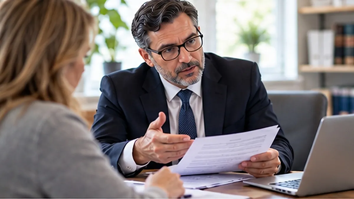 An older worker reviewing a vocational assessment with an advisor