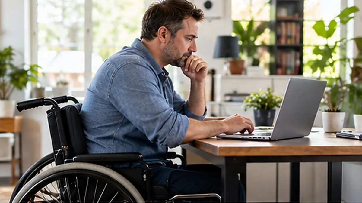 An older worker reviewing a lengthy work history for a disability claim