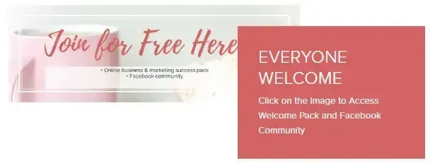 Graphic inviting users to join a free online business and marketing community.