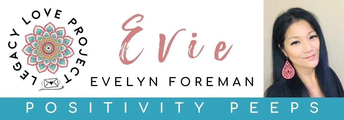 Logo of the Legacy Love Project featuring a colorful mandala, with the name "Evelyn Foreman".