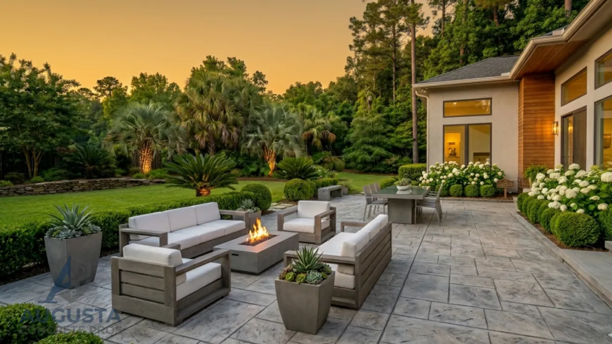 Stamped concrete patio design in Augusta Georgia
