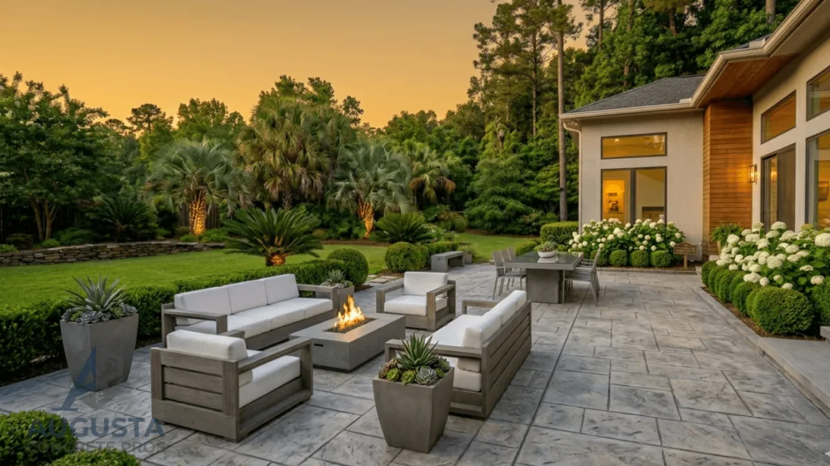 Stamped concrete patio design in Augusta Georgia