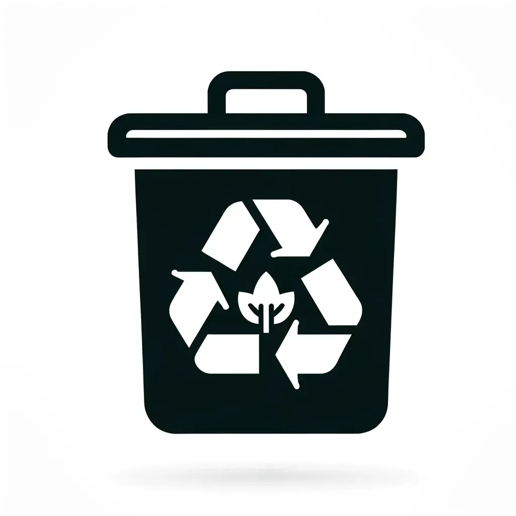 Icon of a recycling bin with a green leaf, highlighting eco-friendly disposal practices at Route Runners Junk Removal.