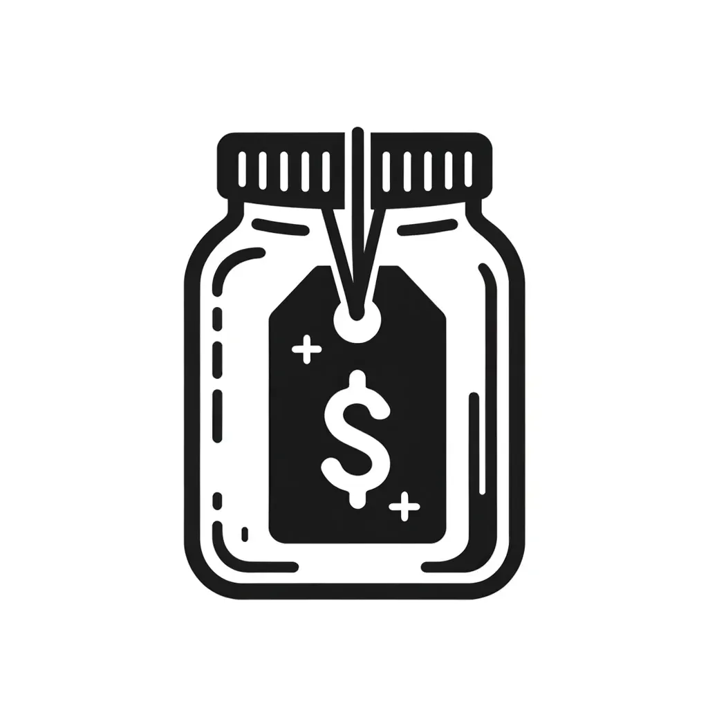 Icon of a clear glass jar with a price tag, representing transparent pricing at Route Runners Junk Removal, Las Vegas.